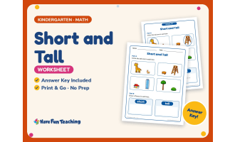 Short and Tall Worksheet – Kindergarten Measurement & Size Practice