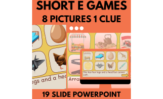 Short E: Letters Phonics Games and Activities - 8 Pictures 1 Clue