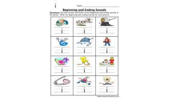 Short I Words Beginning and Ending Sounds Worksheet