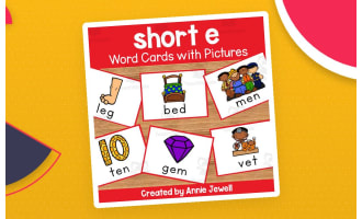 Short Vowel Flash Cards with Pictures - Short e