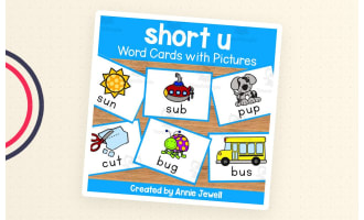Short Vowel Flash Cards with Pictures - Short u