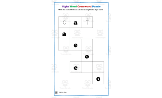 Sight Word Cross Word Puzzle