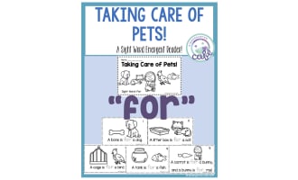 Sight Word Emergent Reader: Taking Care of Pets Printable Booklet | "for" sight word