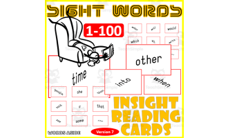 Sight Words Flash Cards 1-100 version 7 VISUAL FORM CONSTANCY