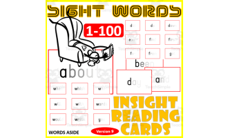 Sight Words Flash Cards 1-100 version 9 VISUAL FORM CONSTANCY