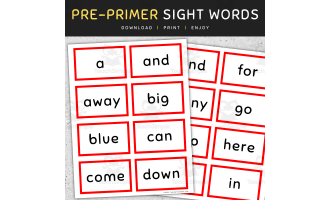 Sight Words Flashcards: Pre-Primer Sight Words - SET 1