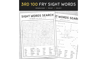 3rd 100 Fry Sight Words – Word Search (Set 6)
