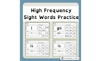 Sight Words Practice Worksheets for K-2 and Special Education