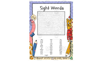 Sight Words word search puzzle worksheet activity