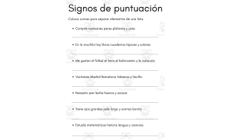 Signos de puntuación: ejercicios con respuestas (A1–A2)