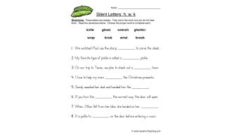 Silent Letters H W K Worksheet