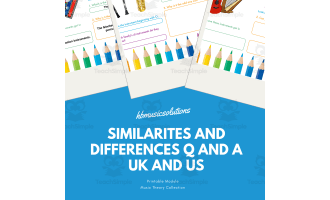 Similarities and Differences Music Worksheets
