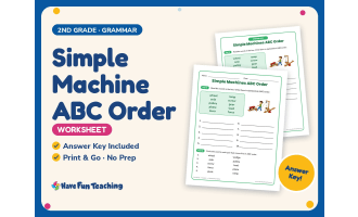 Simple Machine ABC Order Worksheet – 2nd Grade Alphabetical Order