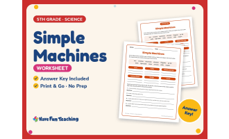 Simple Machines Worksheet – 5th Grade Force and Motion Practice