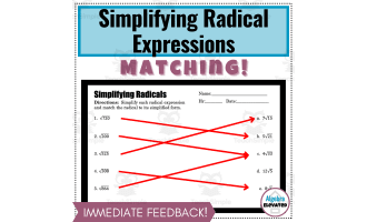 Simplifying Radicals Matching Worksheet