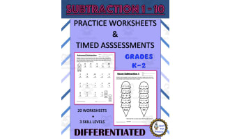 Single Digit Subtraction Worksheets and Timed Assessments