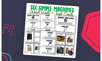 Six Simple Machines Word Wall and Task Cards