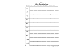 Skip Count by Four Worksheet