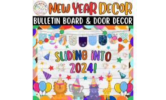 Sliding into 2024! New Year & Winter Bulletin Board & Door Decor Kit