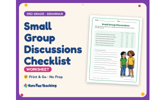 Small Group Discussions Checklist Worksheet – 3rd Grade Social Skills