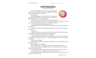 Small Things Add Up Reading Comprehension Worksheet