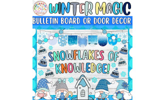 Snowflakes: Gnome Winter Bulletin Board or Door Decor Kit