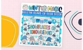 Snowflakes: Gnome Winter Bulletin Board or Door Decor Kit