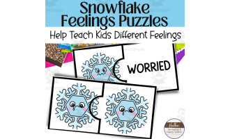 Snowflakes Themed Feelings Puzzle-- Holiday Matching Activity For Emot