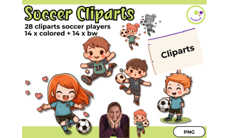 Soccer Clipart Set No. 2 – Football Illustrations (Colorful + B/W)