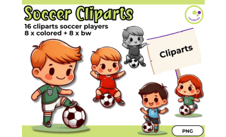 Soccer Clipart Set No. 3 – Football Illustrations (Colorful + B/W)