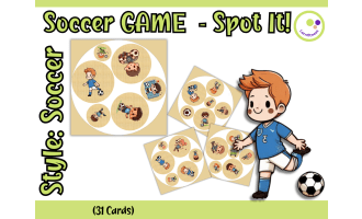 Soccer Game – Find the Match! Spot It! Style with Hand-Drawn Cliparts