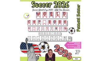 Soccer World Cup 2026 Pennant Banner – USA Classroom Decoration