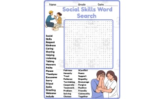 Social Skills Word Search 2rd 3th 4th 5th Grade worksheet