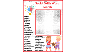 Social Skills Word Searches worksheet activity