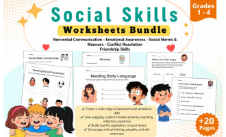 Social Skills Worksheets Bundle Nonverbal Communication, Empathy