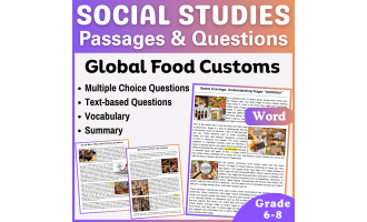 Social Studies Comprehension Passages: Global Food Customs (Word)