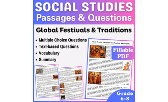 Social Studies Passages Global Festivals and Traditions (Fillable PDF)