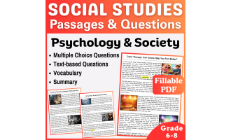 Social Studies Reading Passages: Psychology and Society (Fillable PDF)