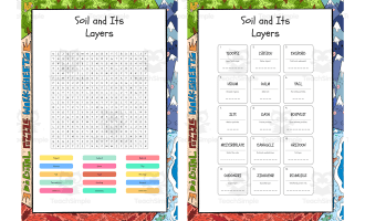 Soil and Its Layers word search, scramble and crossword puzzle