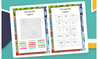 Soil and Its Layers Word search, scramble and crossword