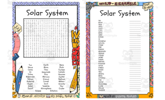 Solar System word search & scramble