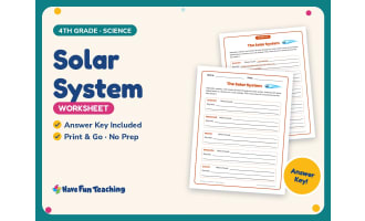 Solar System Worksheet – 4th Grade Research & Space Practice