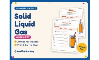 Solid Liquid Gas Worksheet – 2nd Grade States of Matter Practice