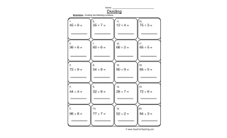 Solving Dividing 1 into 2 Digit Worksheet