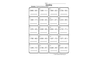 Solving Dividing 2 into 4 Digit Worksheet