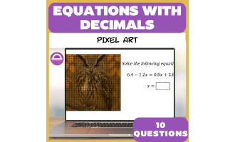 Solving Equations with Decimals Activity Pixel Art & Worksheet