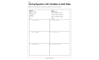 Solving Equations with Variables on Both Sides Worksheet