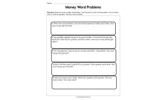 Solving Money Word Problems Worksheet