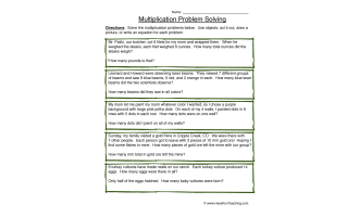 Multiplication Word Problem Worksheet by Teach Simple