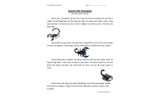 Sonny the Scorpion Reading Comprehension Worksheet